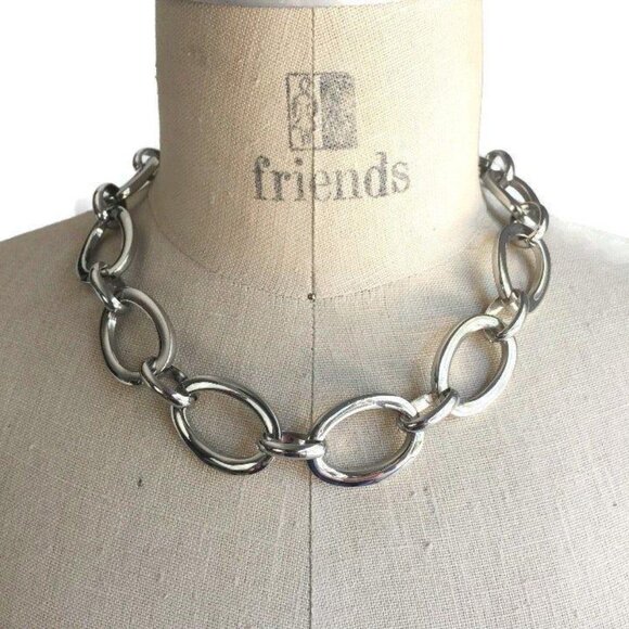 Vintage Silver Tone Collar Link Necklace - Picture 2 of 8